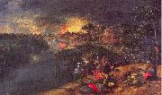 Mossa, Gustave Adolphe Scene of War and Fire oil painting